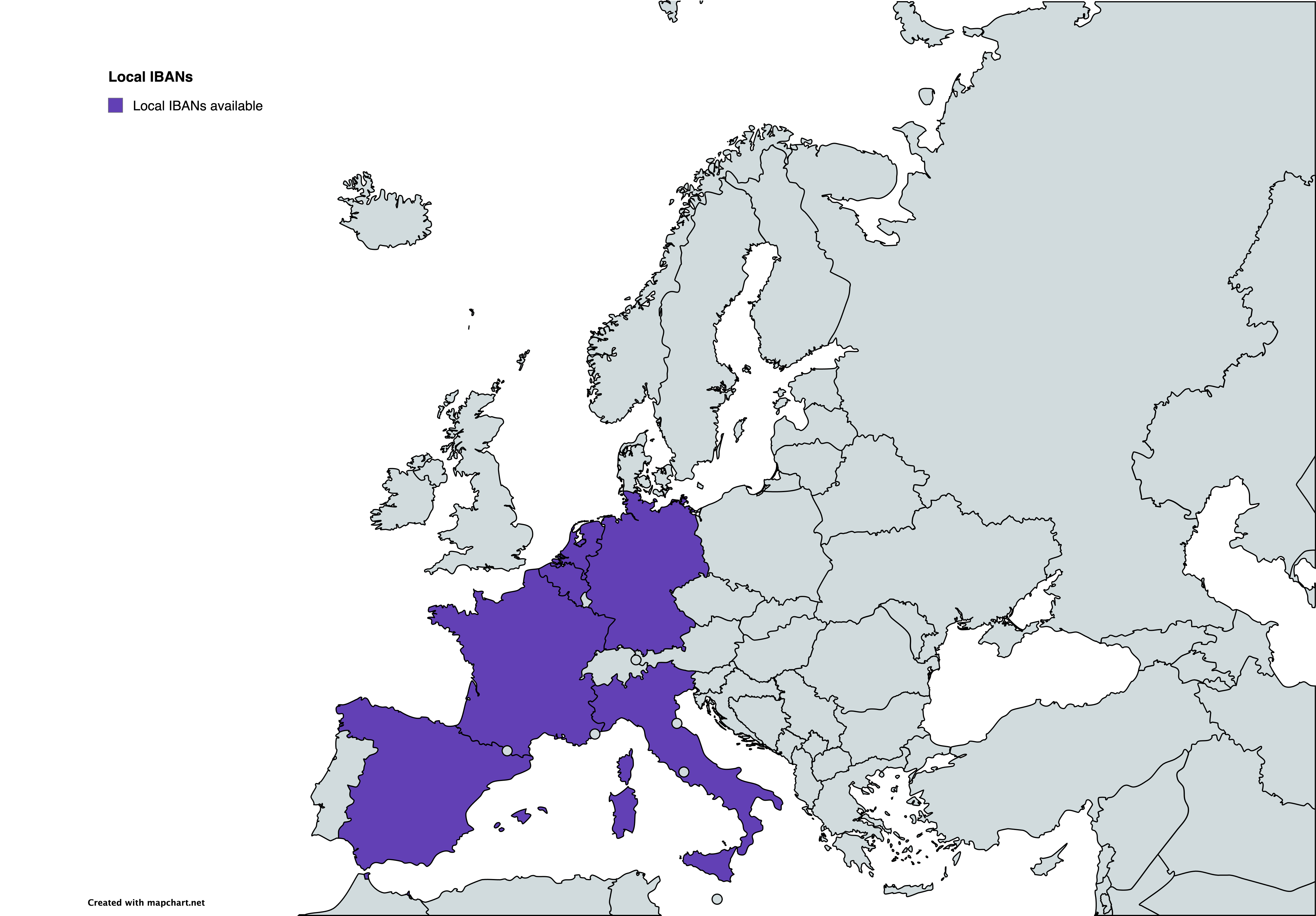 Map of Swan coverage for IBANs